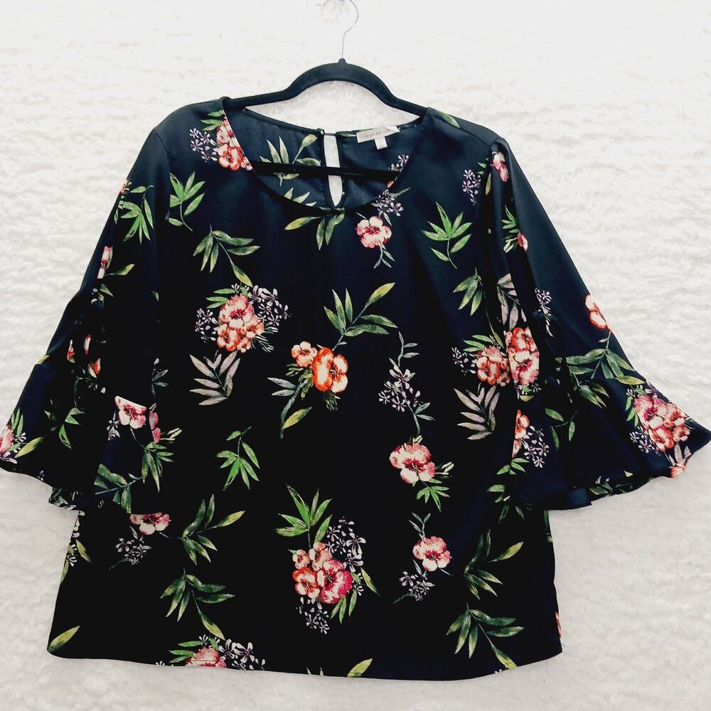 Blouse Dark Romantic Bloomcore Whimsycore Cottagecore Boho Resort Floral Size L